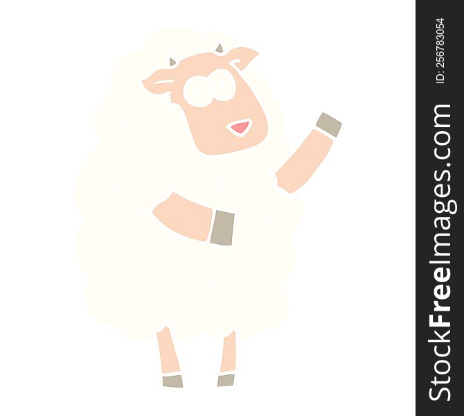 flat color illustration cartoon sheep