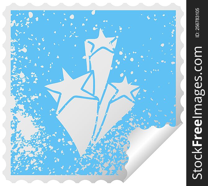 Quirky Distressed Square Peeling Sticker Symbol Stars