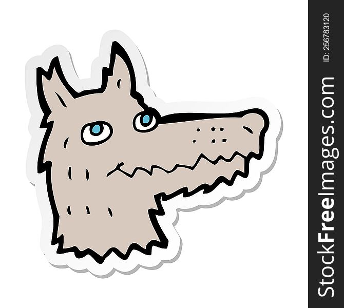 Sticker Of A Cartoon Wolf Head