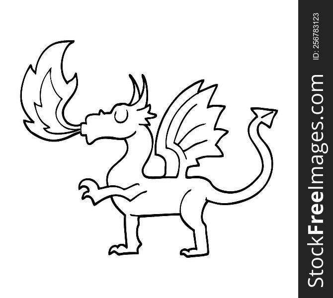 black and white cartoon red dragon