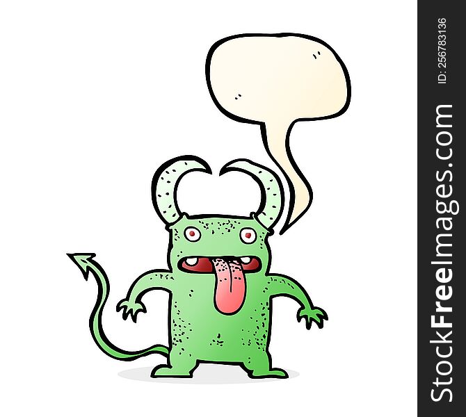 cartoon little devil with speech bubble