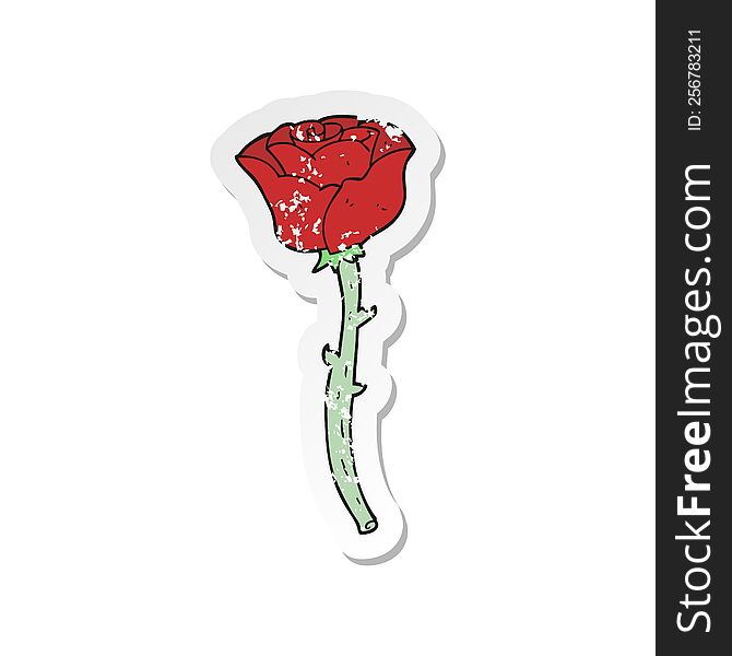 retro distressed sticker of a cartoon rose