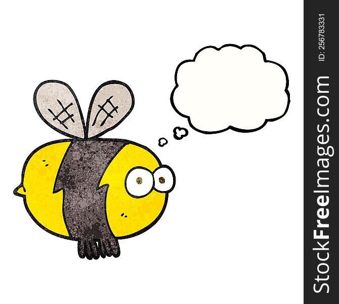 freehand drawn thought bubble textured cartoon bee