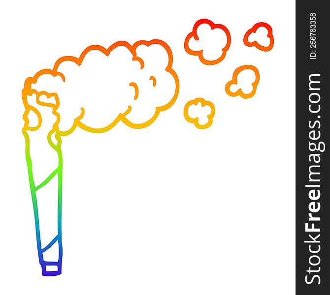 rainbow gradient line drawing of a cartoon cannabis cigarette