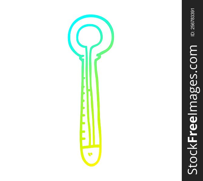 cold gradient line drawing of a cartoon hot thermometer