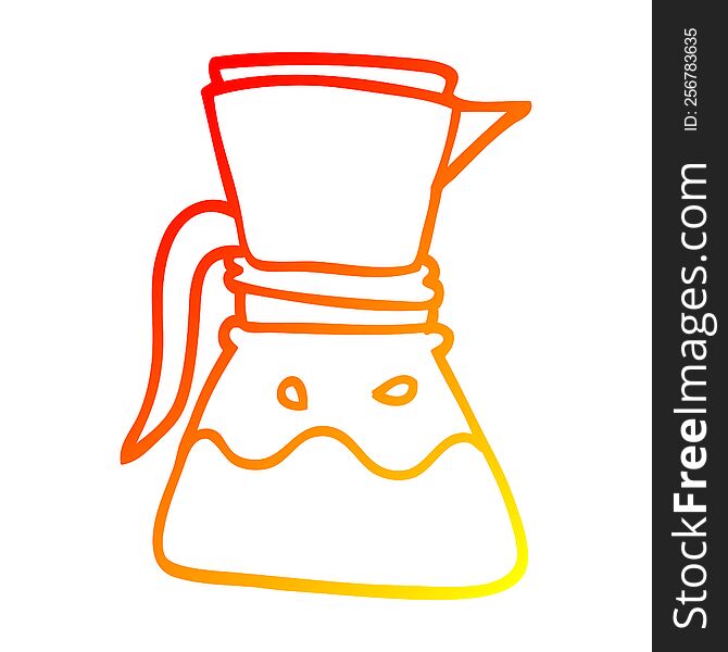 warm gradient line drawing of a cartoon filter coffee