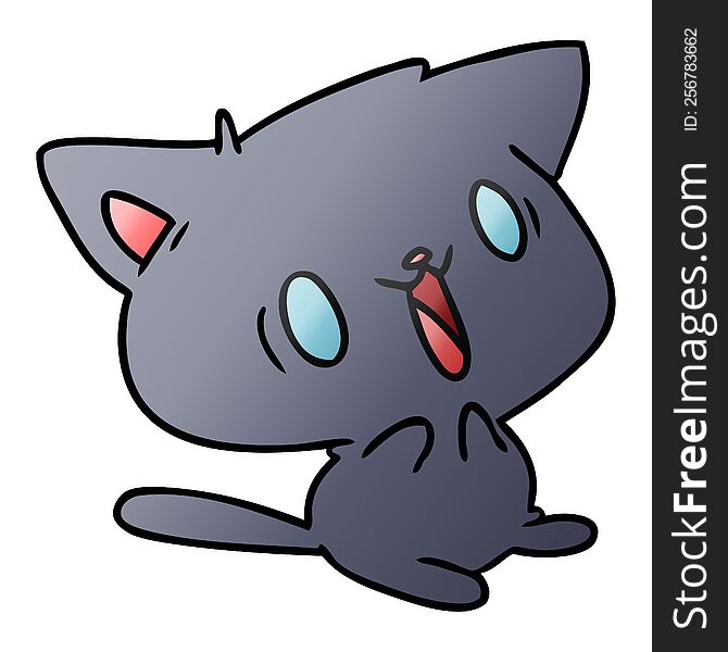 gradient cartoon illustration of cute kawaii cat. gradient cartoon illustration of cute kawaii cat