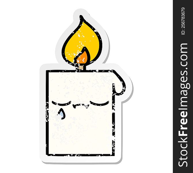 distressed sticker of a cute cartoon lit candle