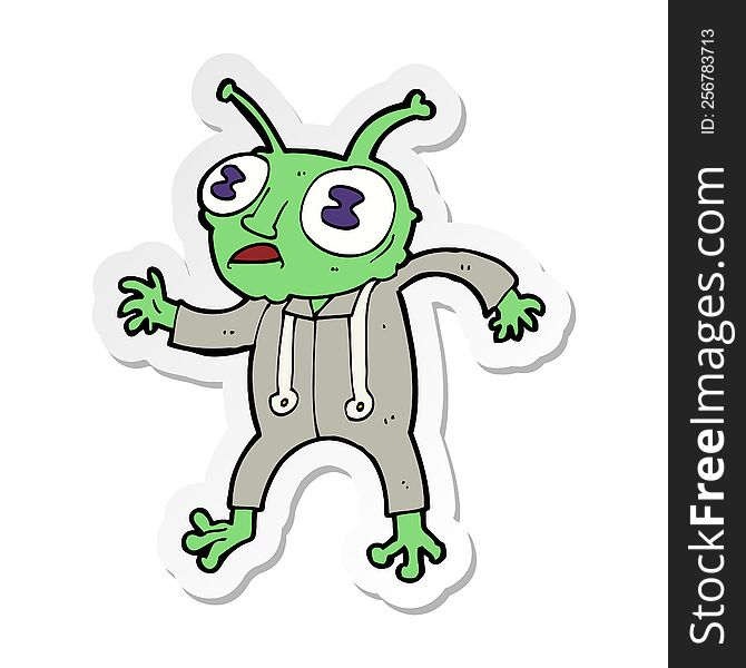 sticker of a cartoon alien spaceman