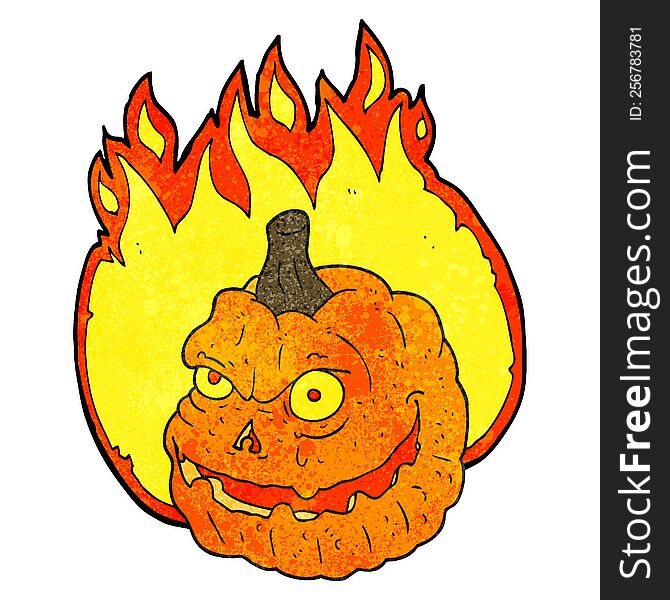 Textured Cartoon Spooky Pumpkin