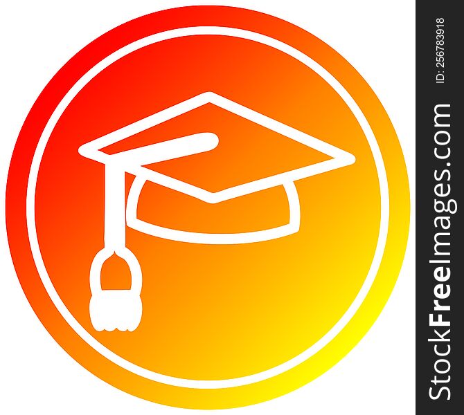 graduation cap circular icon with warm gradient finish. graduation cap circular icon with warm gradient finish