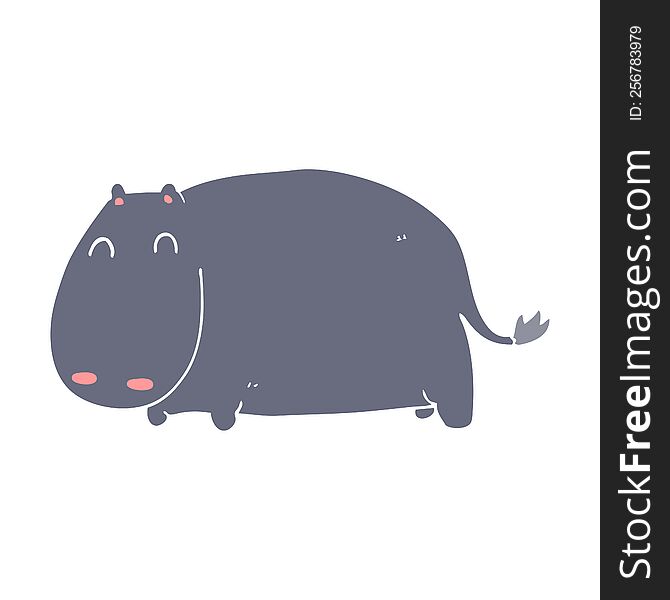 flat color style cartoon hippo