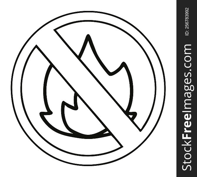 line drawing cartoon of a no fire sign