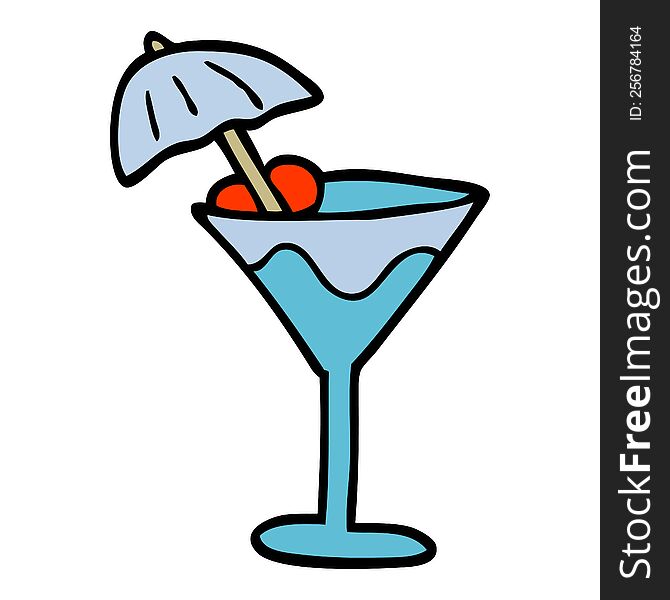 cartoon doodle martini drink