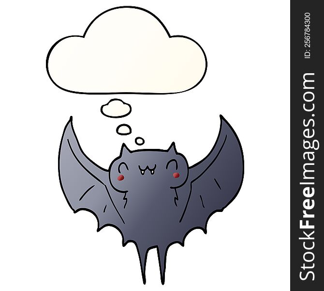 Cartoon Bat And Thought Bubble In Smooth Gradient Style