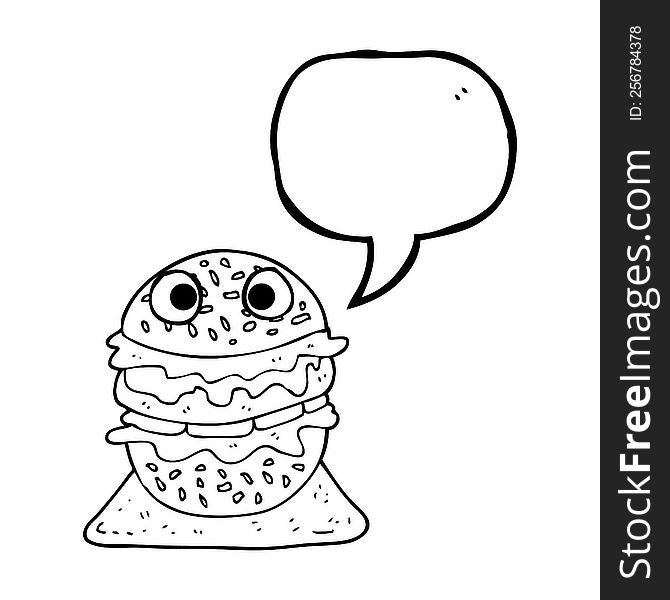 speech bubble cartoon tasty burger