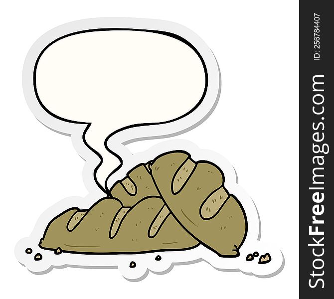 cartoon loaves of freshly baked bread and speech bubble sticker