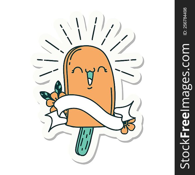 Sticker Of Tattoo Style Ice Lolly