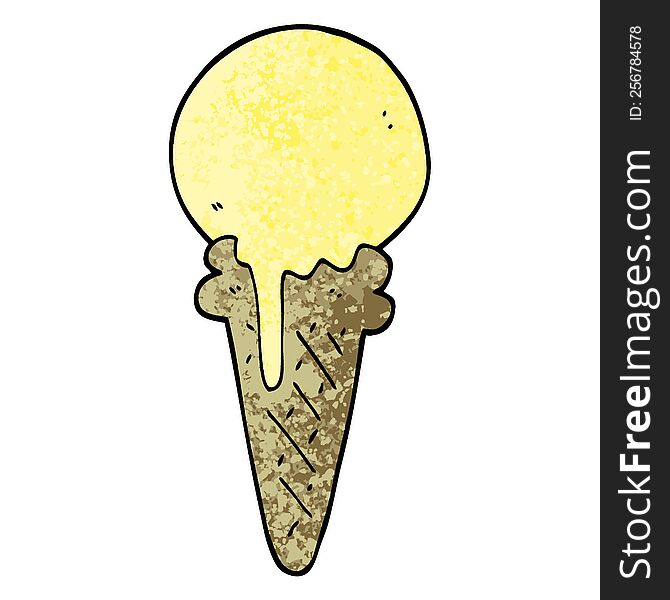 grunge textured illustration cartoon ice cream cone