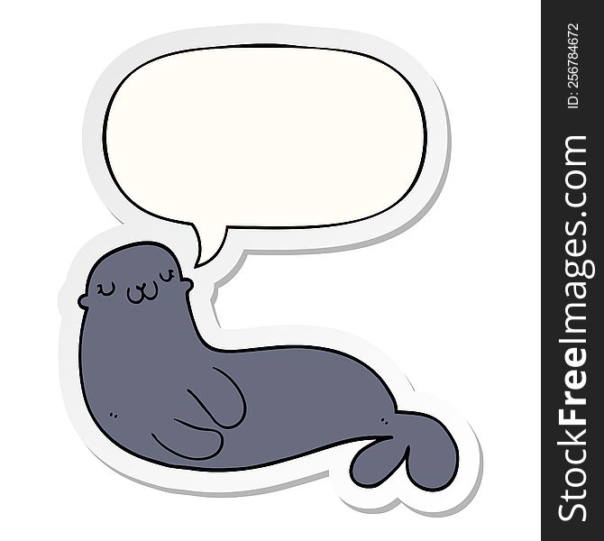 cute cartoon seal with speech bubble sticker. cute cartoon seal with speech bubble sticker