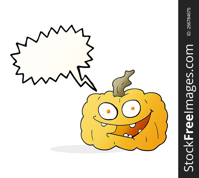 freehand drawn speech bubble cartoon pumpkin