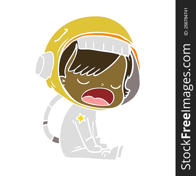 Flat Color Style Cartoon Talking Astronaut