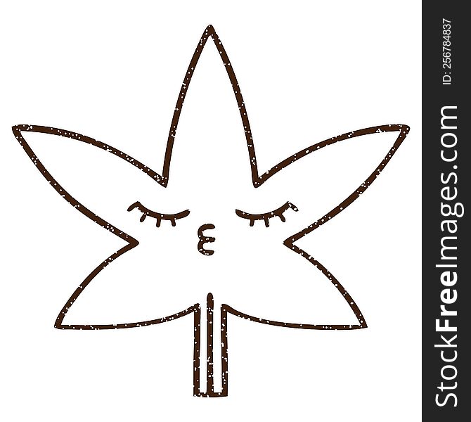 Cannabis Leaf Charcoal Drawing