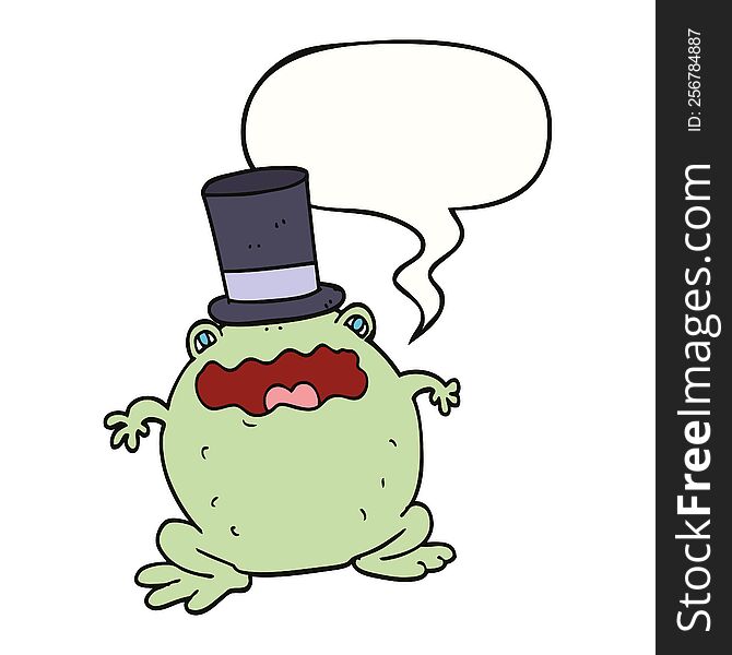 Cartoon Toad Wearing Top Hat And Speech Bubble