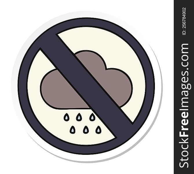 sticker of a cute cartoon storm rain cloud sign