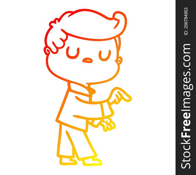 Warm Gradient Line Drawing Cartoon Aloof Man Pointing Finger