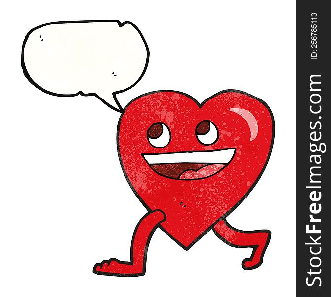 Speech Bubble Textured Cartoon Walking Heart