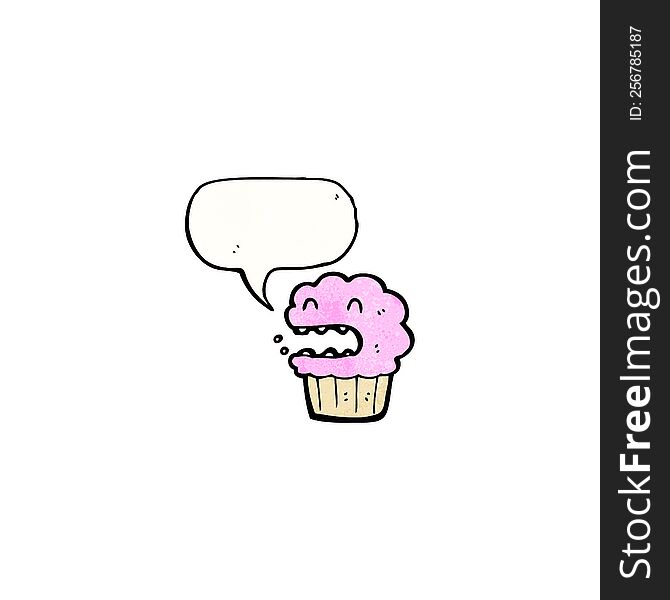Cartoon Cupcake With Speech Bubble