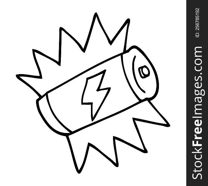 Line Drawing Cartoon Fully Charged Battery