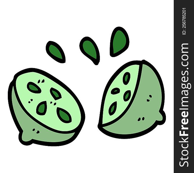 cartoon doodle of a halved lime