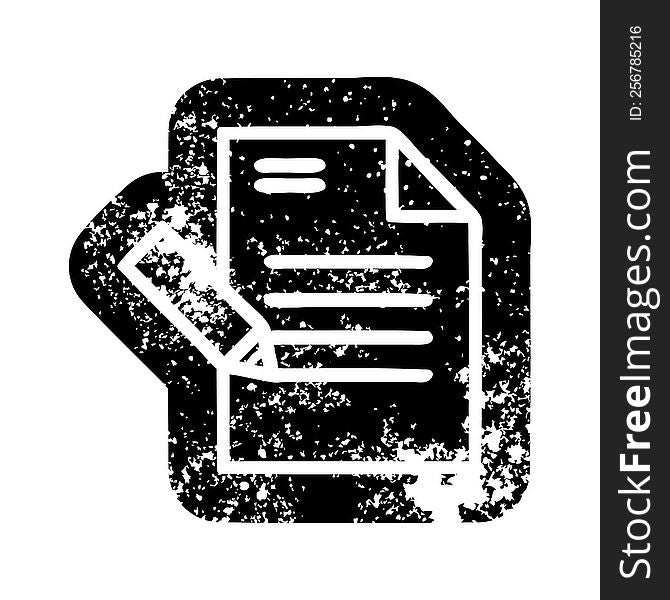 Writing Document Distressed Icon