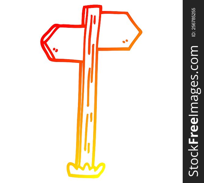 Warm Gradient Line Drawing Cartoon Painted Direction Sign Posts