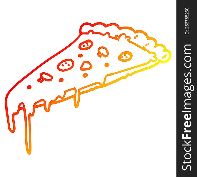 Warm Gradient Line Drawing Cartoon Pizza Slice