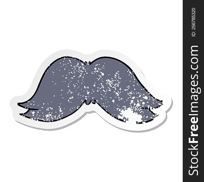 hand drawn distressed sticker cartoon doodle of a mans moustache