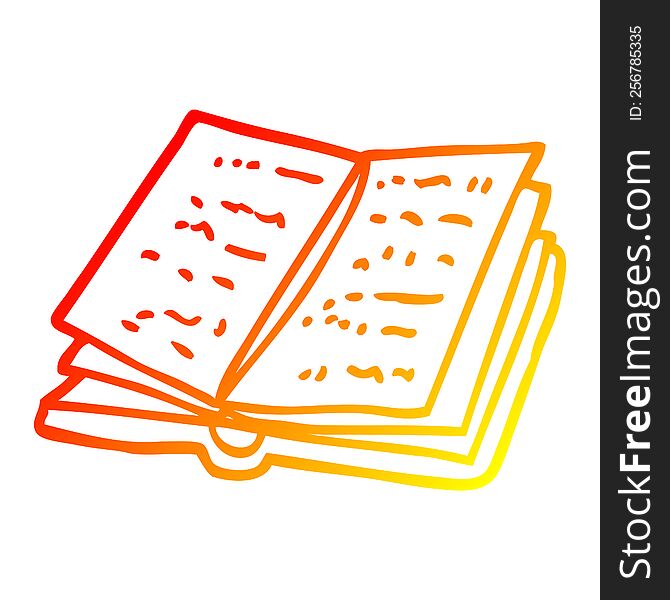 warm gradient line drawing of a cartoon open book