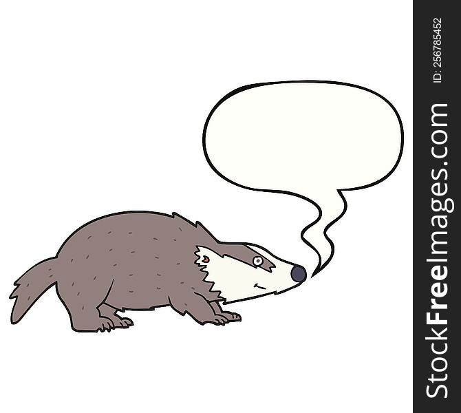 cartoon badger with speech bubble. cartoon badger with speech bubble
