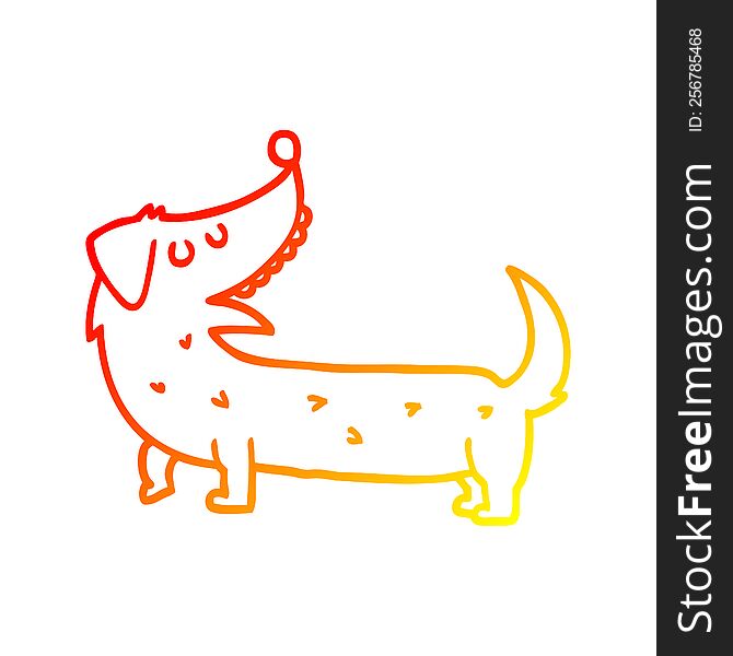 Warm Gradient Line Drawing Cartoon Dog
