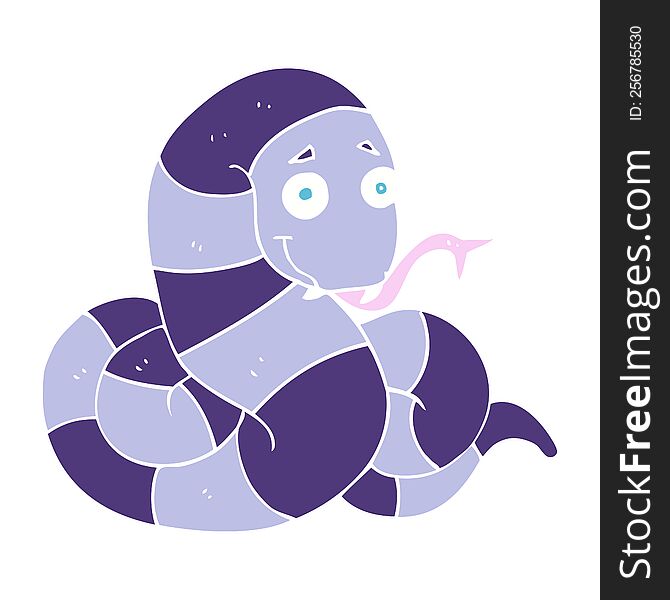 Flat Color Illustration Of A Cartoon Snake