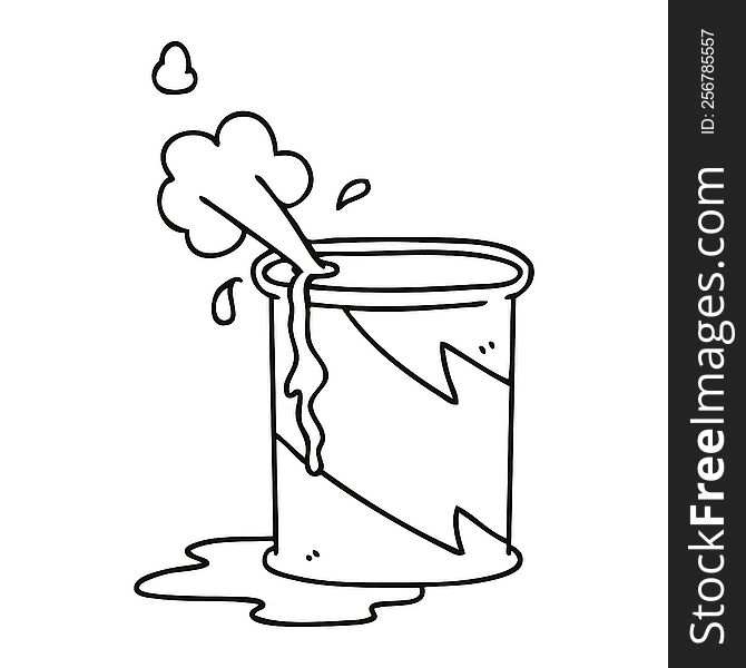 line drawing quirky cartoon exploding oil can. line drawing quirky cartoon exploding oil can