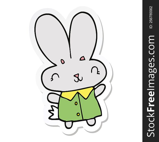 Sticker Of A Cute Cartoon Tiny Rabbit