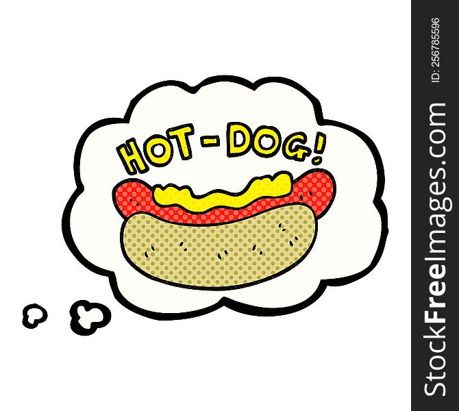 freehand drawn thought bubble cartoon hotdog
