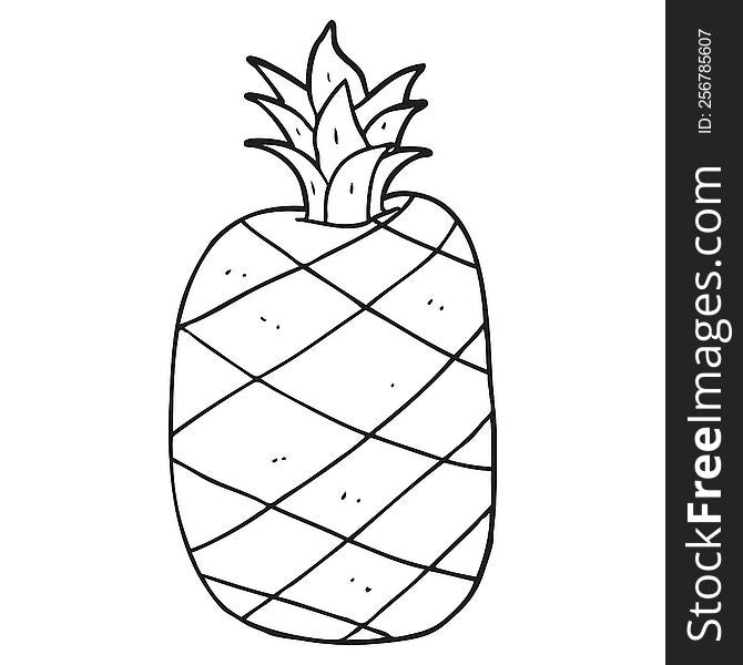 black and white cartoon pineapple