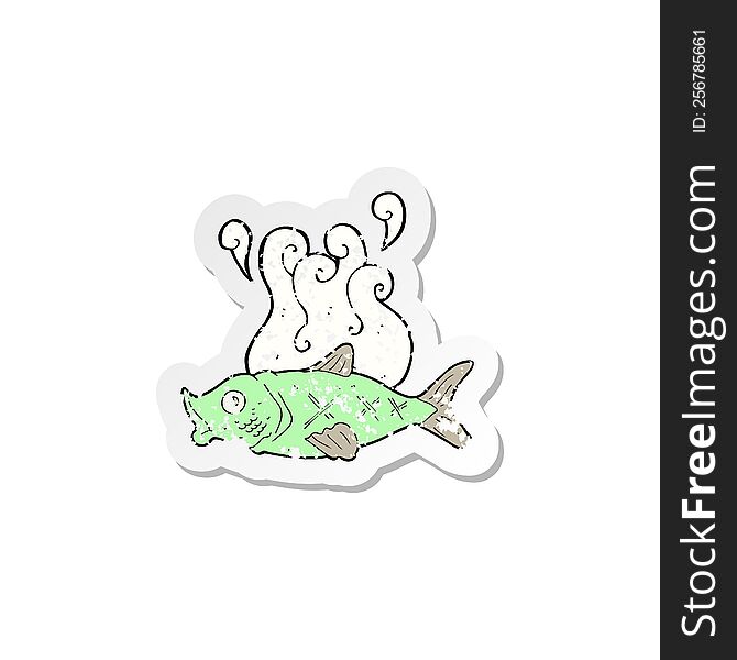 retro distressed sticker of a cartoon smelly fish