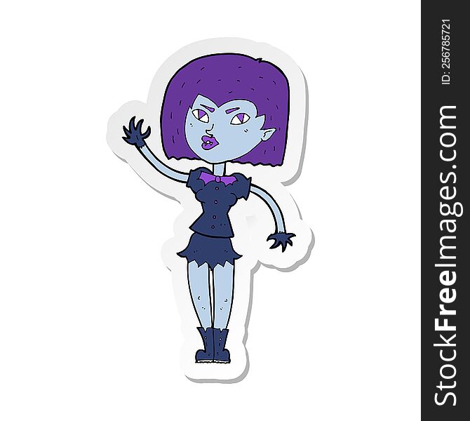 Sticker Of A Cartoon Pretty Vampire Girl