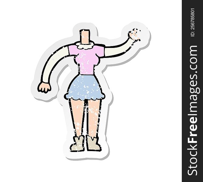 retro distressed sticker of a cartoon female body