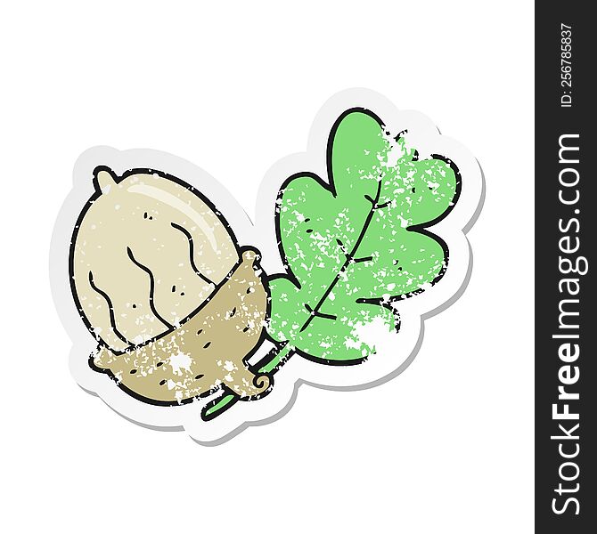 retro distressed sticker of a cartoon acorn